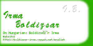 irma boldizsar business card